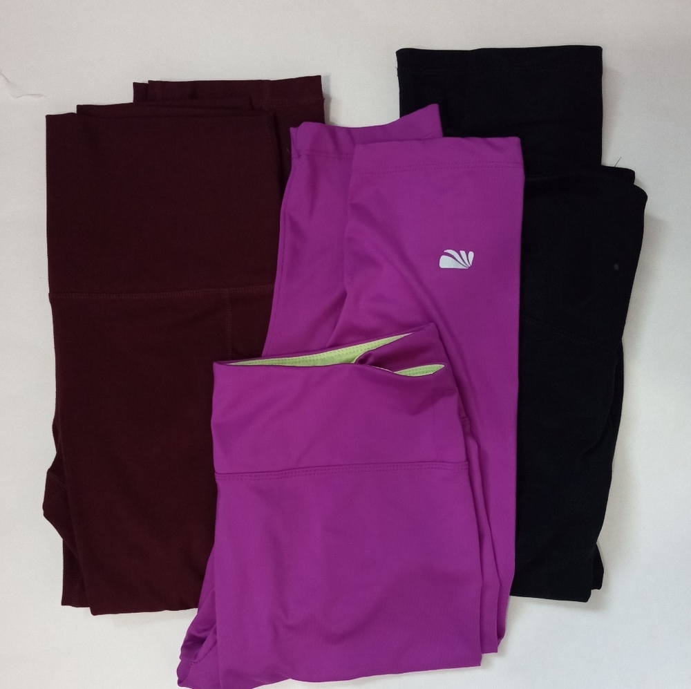 3 Pair Bundle Activewear Leggings Mixed Styles Size medium